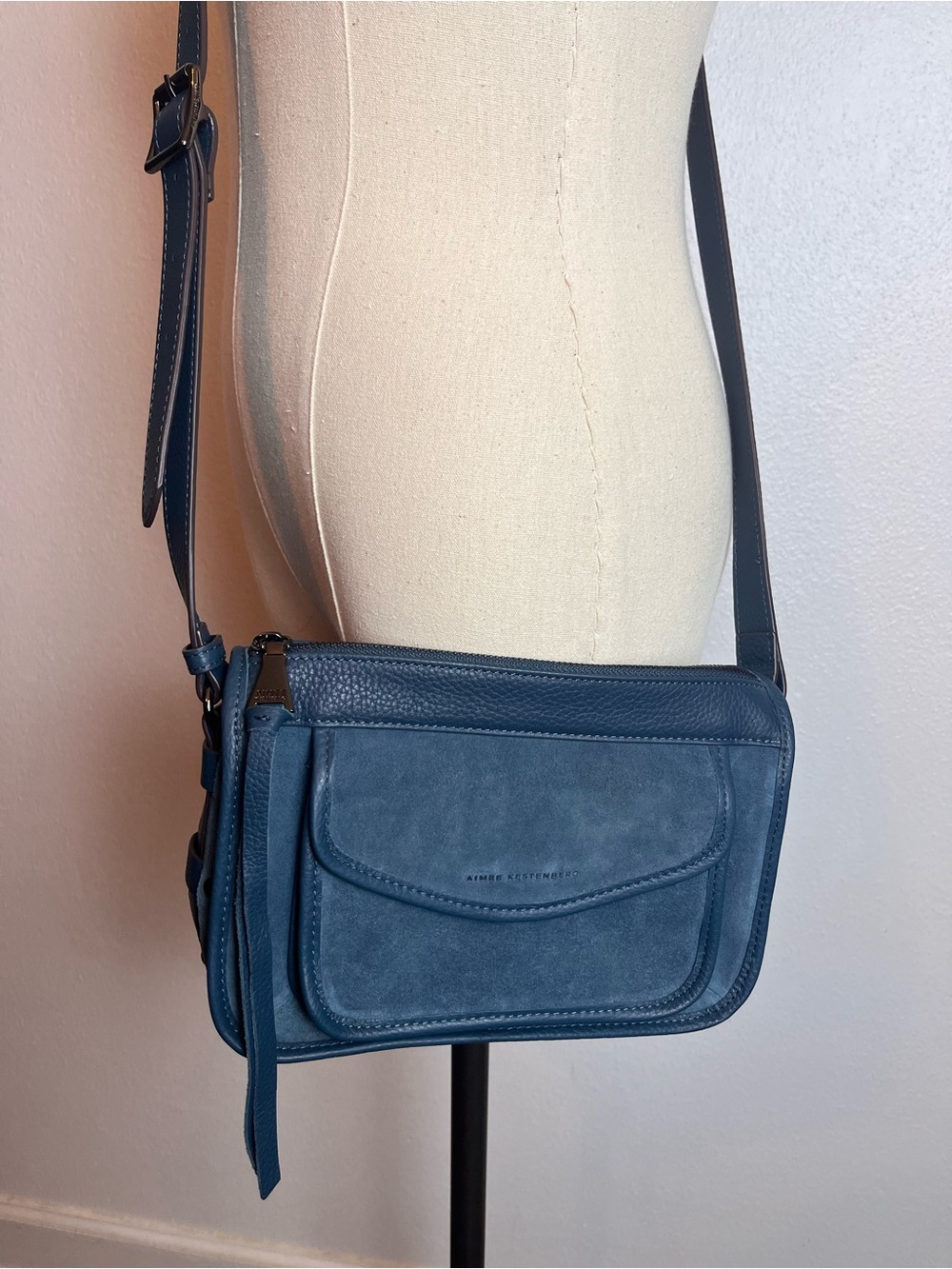 Aimee Kestenberg Blue Suede & Leather Crossbody Bag
